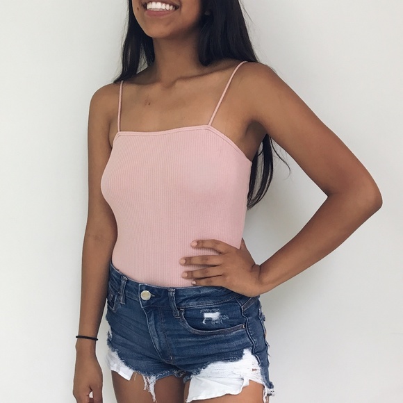 felicias Tops - 🆕 Ana - Blush Straight Neck Ribbed Bodysuit